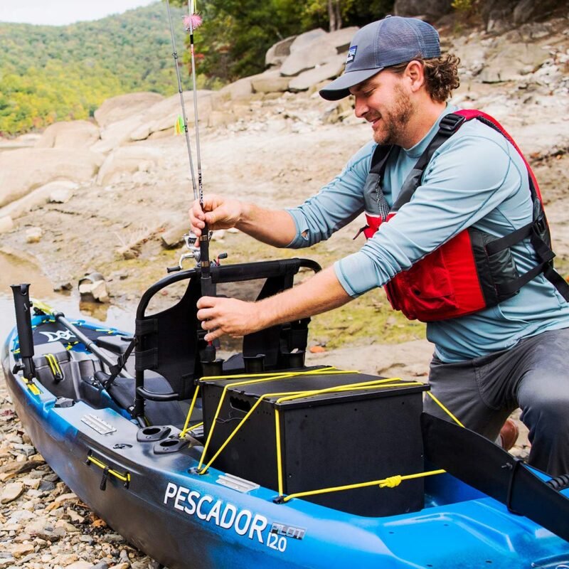 Perception Pescador Pilot 12 | Sit on Top Fishing Kayak with Pedal Drive | Adjustable Lawn Chair Seat and Tackle Storage Areas | 12' - Image 11
