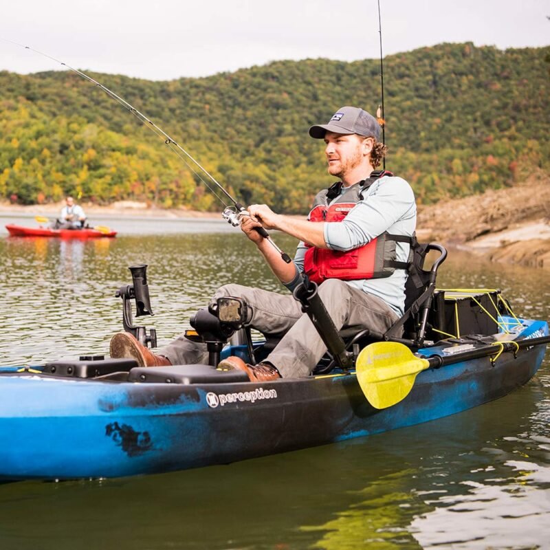 Perception Pescador Pilot 12 | Sit on Top Fishing Kayak with Pedal Drive | Adjustable Lawn Chair Seat and Tackle Storage Areas | 12' - Image 9